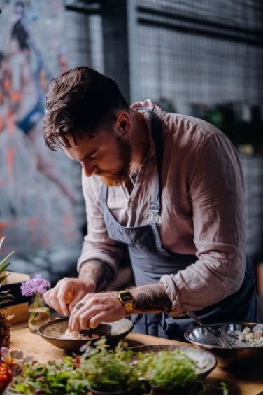 Private chef cooking at Heartwood Farm Byron Bay